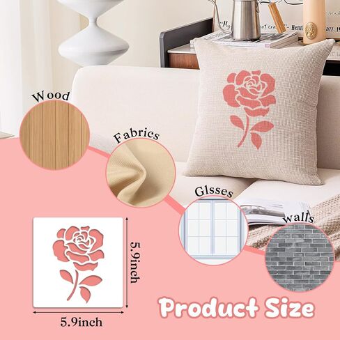 18Pcs Valentine's Day Stencil Set, Happy Valentine's Day Heart Pattern, 5.9 Inches, Reusable for Drawing on Canvas, Scrapbook Paper, Fabric, Pillows, Card Making. (Valentine's Day) in Kuwait