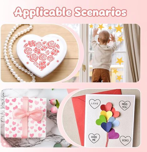 18Pcs Valentine's Day Stencil Set, Happy Valentine's Day Heart Pattern, 5.9 Inches, Reusable for Drawing on Canvas, Scrapbook Paper, Fabric, Pillows, Card Making. (Valentine's Day) in Kuwait