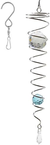 UOUDIO Gazing Ball Spiral Tail Wind Spinner Stabilizer，Stress Ball Indoor Outdoor Decoration Stainless Steel Glass Ball with Hanging Swivel Hook 13" inch（Blue） in Saudi Arabia