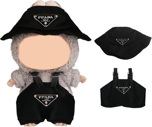 Clothes for 17 cm Doll Clothes/Outfit（no Doll），2 Piece Set Hat Clothing，Cute and Premium Dolls Outfit Accessories(Blcak) in Saudi Arabia