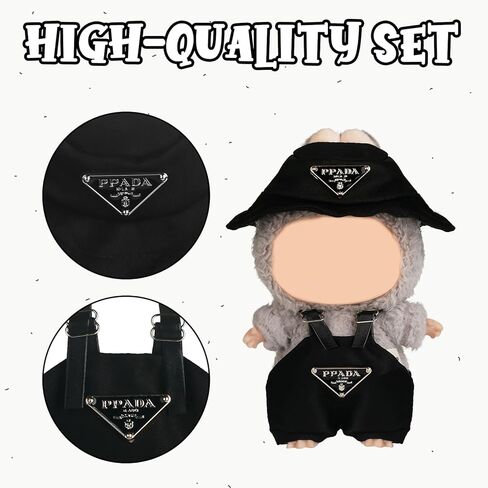 Clothes for 17 cm Doll Clothes/Outfit（no Doll），2 Piece Set Hat Clothing，Cute and Premium Dolls Outfit Accessories(Blcak) in Saudi Arabia