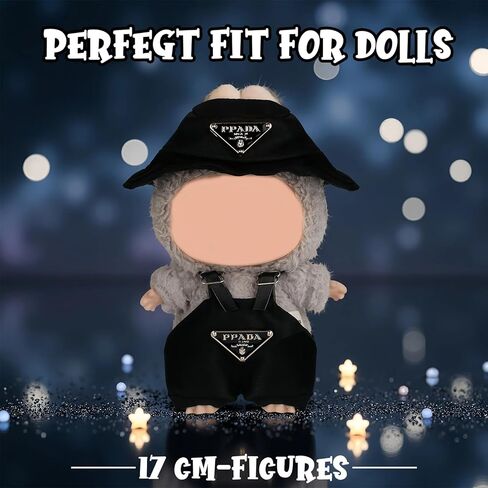 Clothes for 17 cm Doll Clothes/Outfit（no Doll），2 Piece Set Hat Clothing，Cute and Premium Dolls Outfit Accessories(Blcak) in Saudi Arabia
