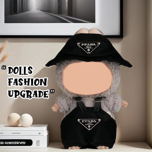 Clothes for 17 cm Doll Clothes/Outfit（no Doll），2 Piece Set Hat Clothing，Cute and Premium Dolls Outfit Accessories(Blcak) in Saudi Arabia