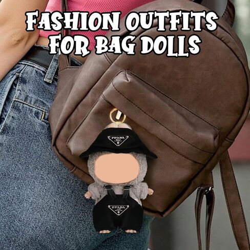 Clothes for 17 cm Doll Clothes/Outfit（no Doll），2 Piece Set Hat Clothing，Cute and Premium Dolls Outfit Accessories(Blcak) in Saudi Arabia