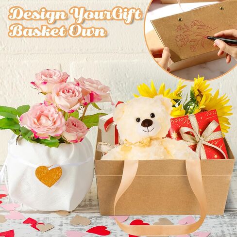 Orchidleaf 24 Pcs Basket for Gifts Empty DIY Bulk Empty Gift Basket 6.5 x 9.8 Inch Kraft Empty Gifts Baskets to Fill with Handles for Party, Weddings, Thanksgiving, Graduation Season (Brown) in Saudi Arabia