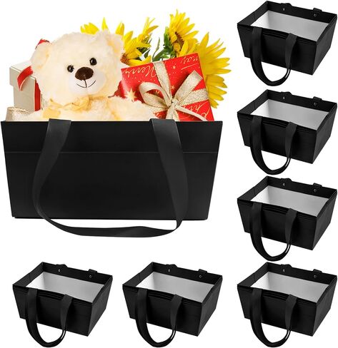 Orchidleaf 24 Pcs Basket for Gifts Empty DIY Bulk Empty Gift Basket 6.5 x 9.8 Inch Kraft Empty Gifts Baskets to Fill with Handles for Party, Weddings, Thanksgiving, Graduation Season (Brown) in Saudi Arabia