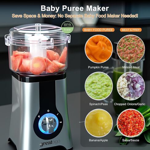 Smoothie Blender Food Processor Combo, 13 Piece All-in-One Kitchen System with Grinder Meat Chopper, 4 in 1with 4 BPA-Free Cups(10oz-42oz) Shakes,Baby Food,Blending,Dishwasher Safe,Ideal Gift in Saudi Arabia