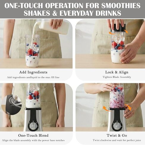Smoothie Blender Food Processor Combo, 13 Piece All-in-One Kitchen System with Grinder Meat Chopper, 4 in 1with 4 BPA-Free Cups(10oz-42oz) Shakes,Baby Food,Blending,Dishwasher Safe,Ideal Gift in Saudi Arabia