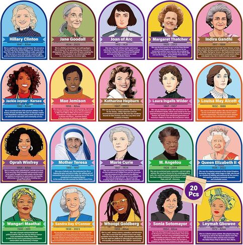 20Pcs Women's History Month Posters Influential Women in History Posters Inspirational Famous Woman Wall Art Print Feminist Classroom Bulletin Board Decoration for School Home Office Wall Decor in Saudi Arabia