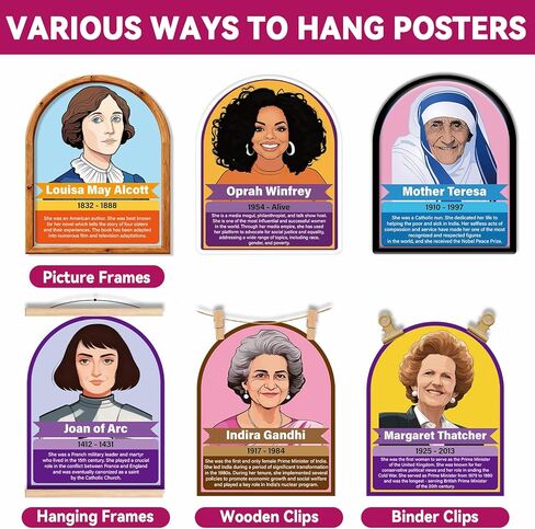 20Pcs Women's History Month Posters Influential Women in History Posters Inspirational Famous Woman Wall Art Print Feminist Classroom Bulletin Board Decoration for School Home Office Wall Decor in Saudi Arabia
