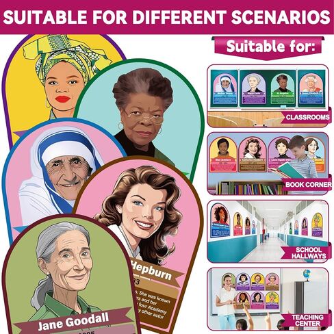 20Pcs Women's History Month Posters Influential Women in History Posters Inspirational Famous Woman Wall Art Print Feminist Classroom Bulletin Board Decoration for School Home Office Wall Decor in Saudi Arabia