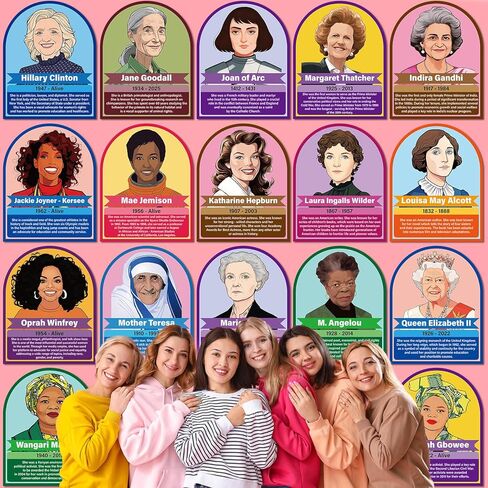 20Pcs Women's History Month Posters Influential Women in History Posters Inspirational Famous Woman Wall Art Print Feminist Classroom Bulletin Board Decoration for School Home Office Wall Decor in Saudi Arabia