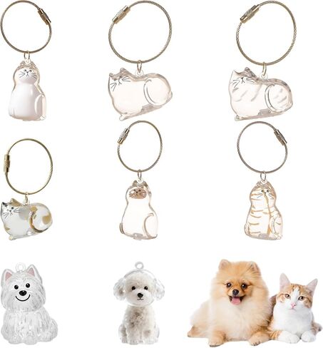 8Pcs Cat Fur Memory Charm, Transparent Cat Hair Keychain for Keepsake Set for Cat Fur Locket, Pet Fur Memory Charm for Various Breeds in Kuwait