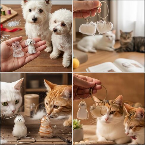 8Pcs Cat Fur Memory Charm, Transparent Cat Hair Keychain for Keepsake Set for Cat Fur Locket, Pet Fur Memory Charm for Various Breeds in Kuwait