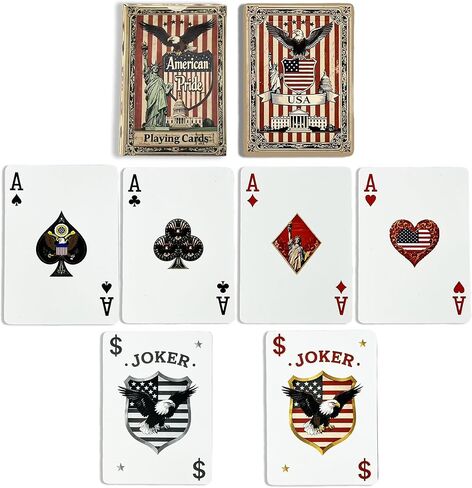 American Pride Themed Playing Cards, Standard Index, Premium Plastic Waterproof Poker Cards Including Statue of Liberty, American Flag, Great Seal of The US in Saudi Arabia