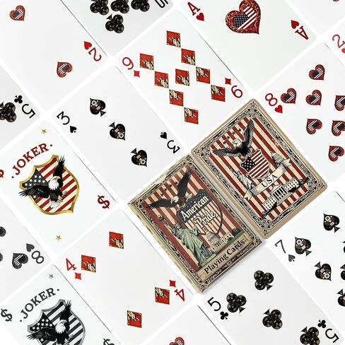 American Pride Themed Playing Cards, Standard Index, Premium Plastic Waterproof Poker Cards Including Statue of Liberty, American Flag, Great Seal of The US in Saudi Arabia