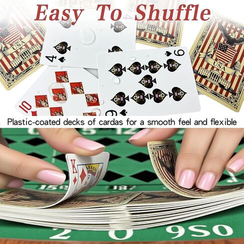 American Pride Themed Playing Cards, Standard Index, Premium Plastic Waterproof Poker Cards Including Statue of Liberty, American Flag, Great Seal of The US in Saudi Arabia