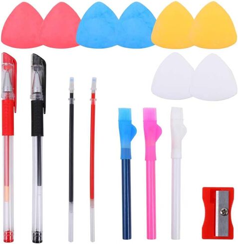 SLNNROA Tailors Chalk and Fabric Markers for Sewing,8pcs Tailor's Chalk,2 Color Pen (2 Replacement Refills)，3pcs Fabric Pencils for Sewing and 1 Piece of Randomly Colored Pencil Sharpener in Saudi Arabia