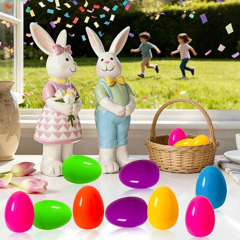 36 حزمة 4 بوصة كبيرة من بيض عيد الفصح بيض عيد الفصح الملون الكبير لحشو سلة قابلة لإعادة الملء بيض عيد الفصح البلاستيكي ذو القاع المسطح بيض مفاجأة فارغة لصالح حفلة عيد الفصح in Saudi Arabia
