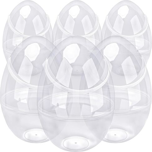 6 Pcs 12 Inch Clear Easter Egg with Handles Giant Transparent Easter Eggs DIY Blank Easter Egg for Easter Hunt Stuffers in Saudi Arabia