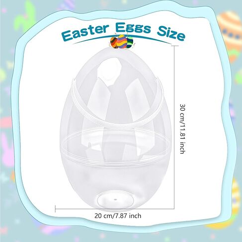 6 Pcs 12 Inch Clear Easter Egg with Handles Giant Transparent Easter Eggs DIY Blank Easter Egg for Easter Hunt Stuffers in Saudi Arabia