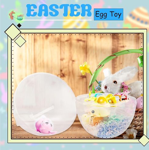 6 Pcs 12 Inch Clear Easter Egg with Handles Giant Transparent Easter Eggs DIY Blank Easter Egg for Easter Hunt Stuffers in Saudi Arabia