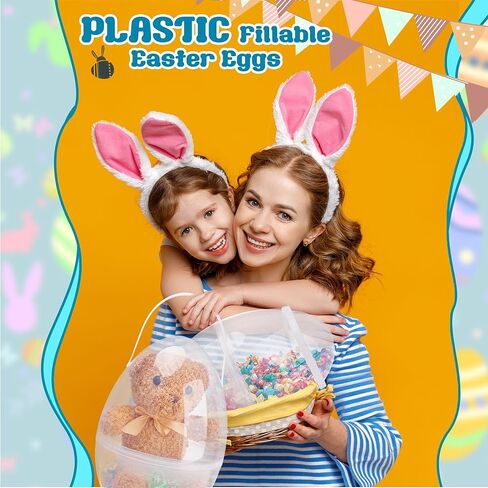 6 Pcs 12 Inch Clear Easter Egg with Handles Giant Transparent Easter Eggs DIY Blank Easter Egg for Easter Hunt Stuffers in Saudi Arabia