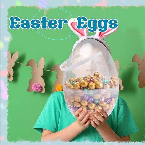 6 Pcs 12 Inch Clear Easter Egg with Handles Giant Transparent Easter Eggs DIY Blank Easter Egg for Easter Hunt Stuffers in Saudi Arabia