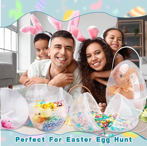 6 Pcs 12 Inch Clear Easter Egg with Handles Giant Transparent Easter Eggs DIY Blank Easter Egg for Easter Hunt Stuffers in Saudi Arabia