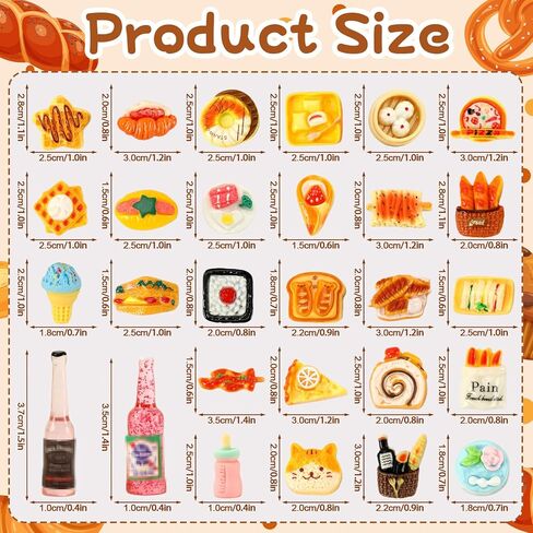 JANYUN 120pcs Mini Resin Food, Miniature Drink Bottles Resin Hamburg Cake Ice Cream Pretend Play Kitchen Game Accessories for Dollhouse Accessories Decorations in Saudi Arabia