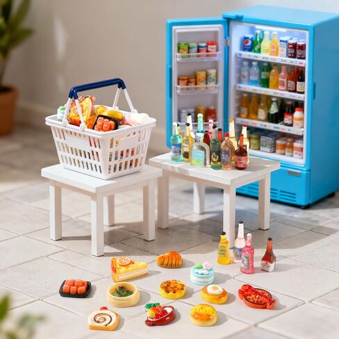 JANYUN 120pcs Mini Resin Food, Miniature Drink Bottles Resin Hamburg Cake Ice Cream Pretend Play Kitchen Game Accessories for Dollhouse Accessories Decorations in Saudi Arabia