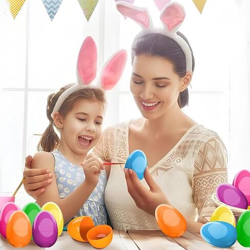 3.5"Unfilled Easter Eggs, 36 pcs Colorful Egg Plus 2 Golden Egg, 38 Pcs Plastic Empty Eggs Colors for Easter Hunts, Surprises, Easter Basket Stuffers Fillers in Saudi Arabia