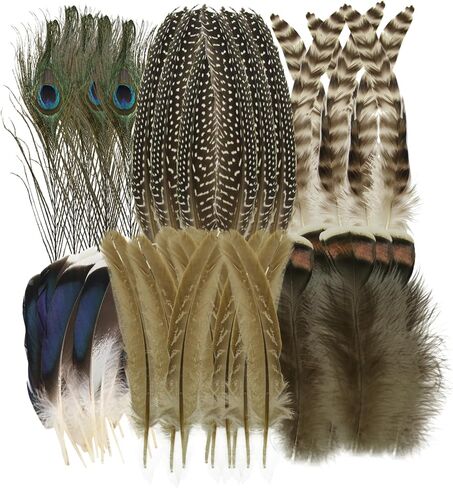 30Pcs Natural Turkey Feathers, 5.3-7 Inch Craft Feathers Pheasant for Hats, 3 Style Mixed Natural Feathers for Carnival Costume Feather Mask Wedding Party Decoration Flower Arrangement in Kuwait