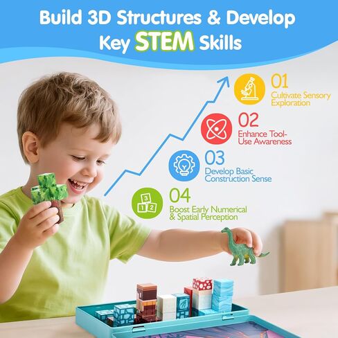 hahaland Mini Magnetic Blocks Travel Set with Magnetic Case - 52 PCS Magnet Building Cubes Dinosaur Toys for Kids 3-5 Toddler Travel Toys Airplane Essentials, Stem Toys 4 3 Year Old Boys Gifts Easter in Saudi Arabia