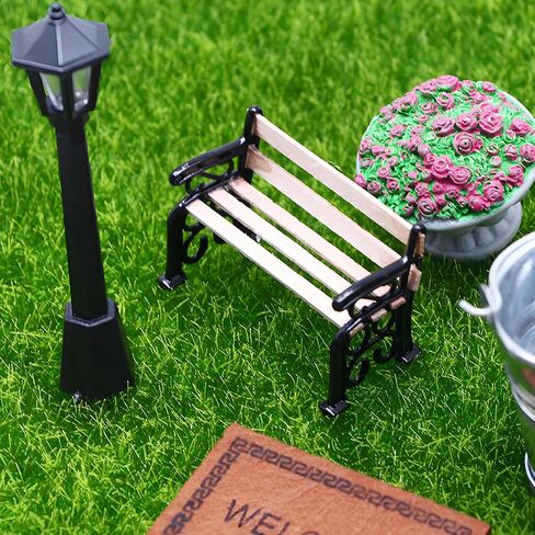 Realistic 1：12 Scale Black Miniature Park Bench – Dollhouse Accessory for Model Train Scenery, DIY Mini Displays, Architectural Models, Tabletop Decoration & Craft Projects (Size：1.9 x 0.9 x 1.3 in) in Saudi Arabia