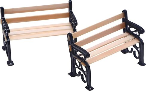 Realistic 1：12 Scale Black Miniature Park Bench – Dollhouse Accessory for Model Train Scenery, DIY Mini Displays, Architectural Models, Tabletop Decoration & Craft Projects (Size：1.9 x 0.9 x 1.3 in) in Saudi Arabia