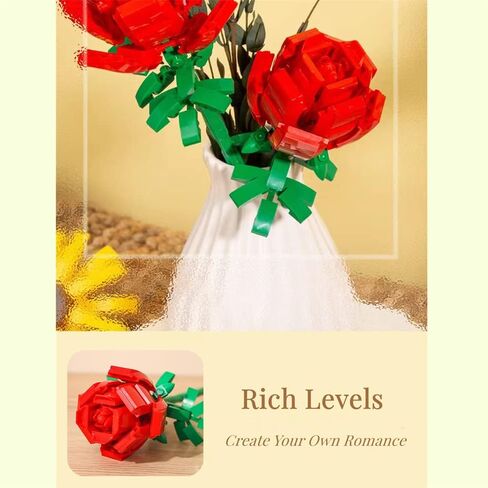 Roses Building Sets for Kids, Toy Flower Bouquet Gift for Girl Friend Birthday Christmas and Valentine's Day in Saudi Arabia
