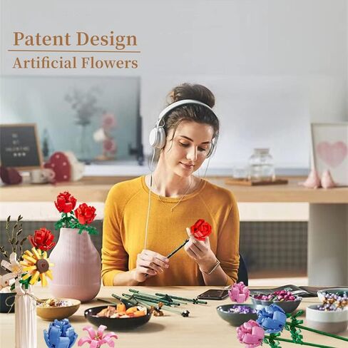 Roses Building Sets for Kids, Toy Flower Bouquet Gift for Girl Friend Birthday Christmas and Valentine's Day in Saudi Arabia