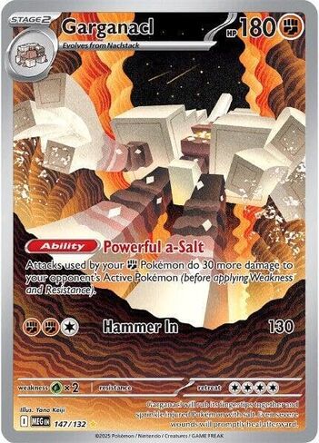 بوكيمون - جارجاناكل - 147/132 - تطورات ميجا - رسم توضيحي فني كامل نادر - بطاقة واحدة in Kuwait