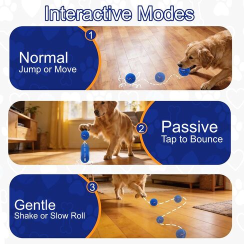 Ombrael Smart Interactive Dog Ball，Automatic Moving, Bouncing, Spinning Ball, Chew-Resistant & Washable E-TPU Rubber Toy, Perfectly Sized for The Mouths of Medium to Large Dogs in Saudi Arabia