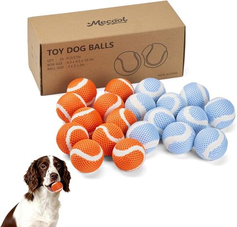 MECOOL Mini Tennis Balls for Dogs 1.57in 20PCS Fetch Interactive Dog Balls Durable Toys for Cleaning Teeth Indoor/Outdoor Playing for Small Dogs(Blue and Orange) in Saudi Arabia