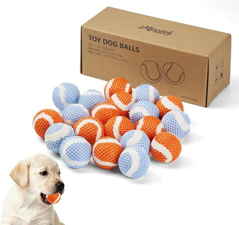 MECOOL Mini Tennis Balls for Dogs 1.57in 20PCS Fetch Interactive Dog Balls Durable Toys for Cleaning Teeth Indoor/Outdoor Playing for Small Dogs(Blue and Orange) in Saudi Arabia