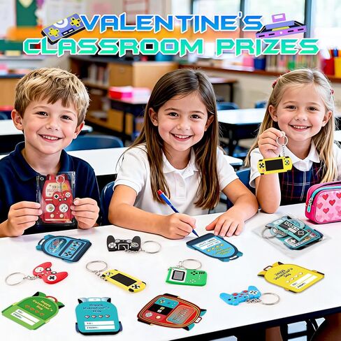 Valentines Day Cards for Kids School, 30 Pack Valentine's Day Gifts for Kids with Video Games Keychains Classroom Exchange Gifts Valentine Party Favors Prizes for Boys & Girls in Saudi Arabia
