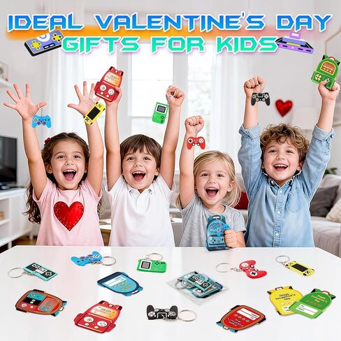 Valentines Day Cards for Kids School, 30 Pack Valentine's Day Gifts for Kids with Video Games Keychains Classroom Exchange Gifts Valentine Party Favors Prizes for Boys & Girls in Saudi Arabia