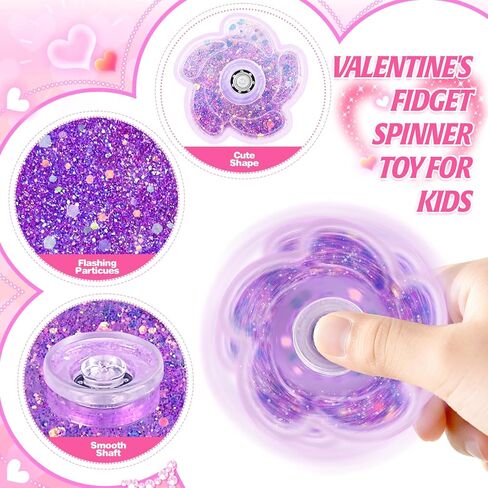 OCHIDO 24 Pack Valentines Day Cards for Kids with Fidget Spinner, Valentines Day Gifts for Kids Classroom Exchange, School Games Prize Rewards, Valentines Party Favors for Girls Boys in Saudi Arabia