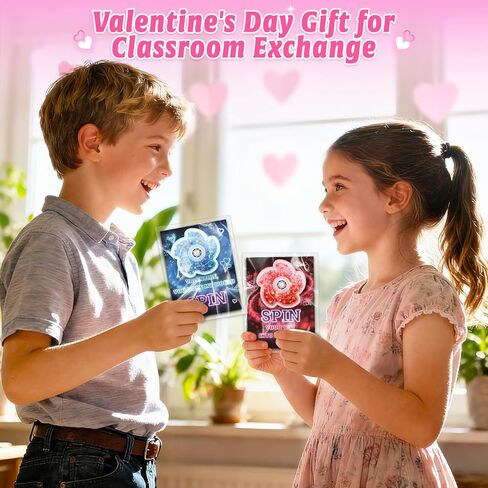 OCHIDO 24 Pack Valentines Day Cards for Kids with Fidget Spinner, Valentines Day Gifts for Kids Classroom Exchange, School Games Prize Rewards, Valentines Party Favors for Girls Boys in Saudi Arabia