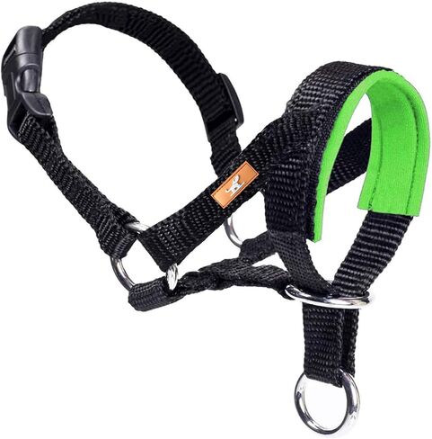 Dog Head Collar, Fabric Padded Head Collar for Dogs to Prevent Pulling, Adjustable Dog Head Harness (L,Black) in Saudi Arabia