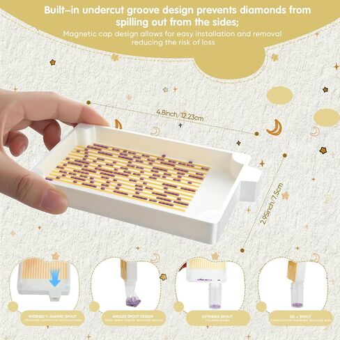 New Magnetic Diamond Painting Tray Features a Dazzling Starlight Effect Complemented by Beautiful, Colorful Patterns.Large-Sized Diamond Painting Tray Suitable for Round and Square Diamonds. (YE) in Saudi Arabia