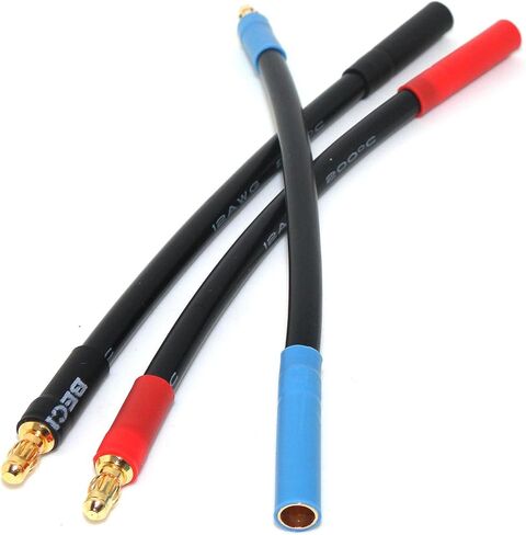 3 عبوات 3.5 ملم ذكر إلى 4 ملم أنثى Castle ESC تمديد يؤدي، 12AWG سلك درجة حرارة عالية 200 درجة مئوية، 12.5 سم RC موتور قوة تمديد الكابلات in Kuwait