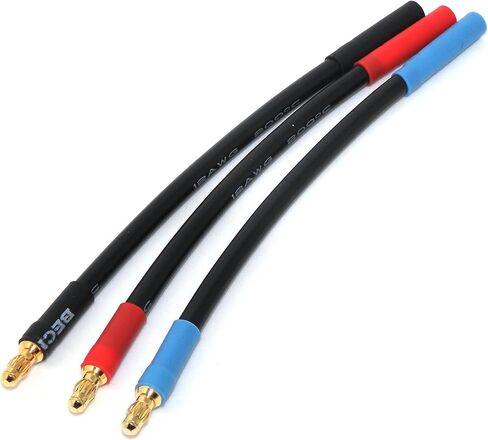 3 عبوات 3.5 ملم ذكر إلى 4 ملم أنثى Castle ESC تمديد يؤدي، 12AWG سلك درجة حرارة عالية 200 درجة مئوية، 12.5 سم RC موتور قوة تمديد الكابلات in Kuwait